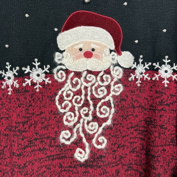 Mandal Bay Ugly Sweater Women Large Santa Clause Christmas Holiday 1/4 Zip - Picture 7 of 11